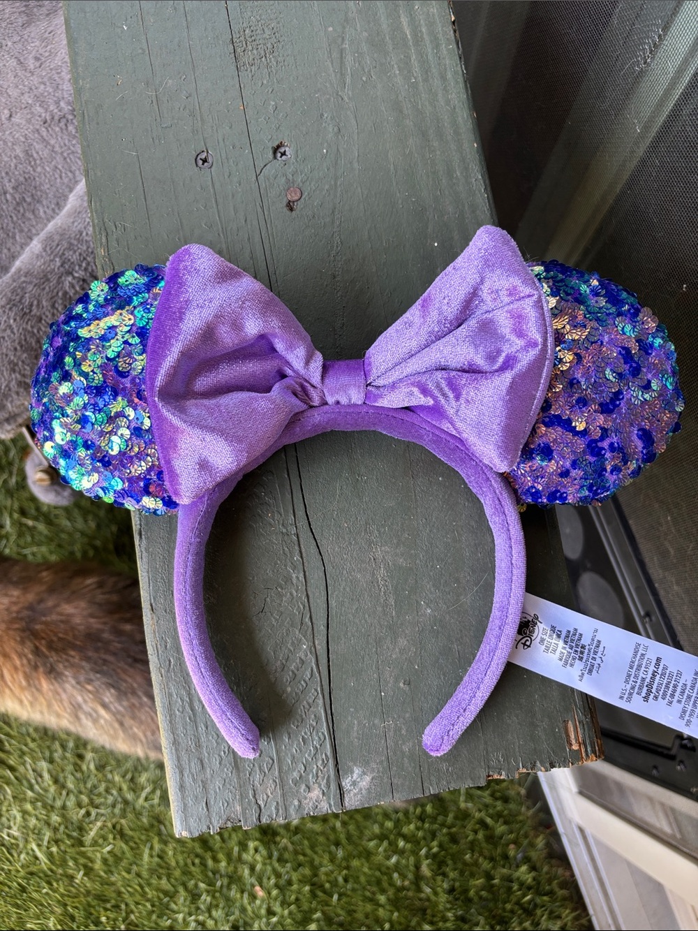 Purple Sequin Minnie Ears Headband with Bow - Kids Costume